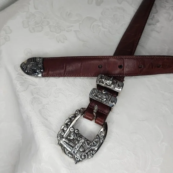 Brighton Mickey Mouse Train Lizard Print Belt Size 32 - Picture 6 of 13